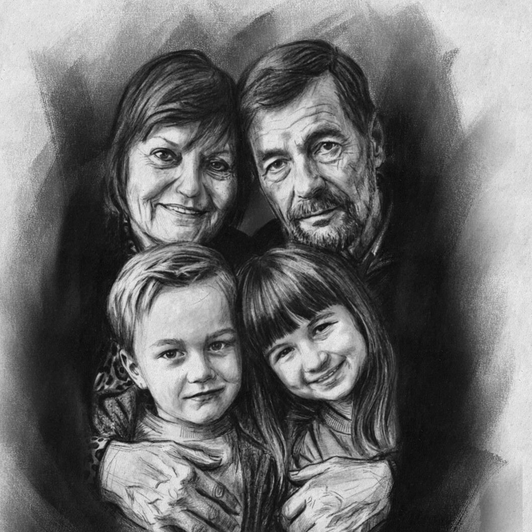 Personalisierte Familienzeichnung - Vara Artwork Familienportrait zeichnen lassen - personalisierte Zeichnung aus Foto